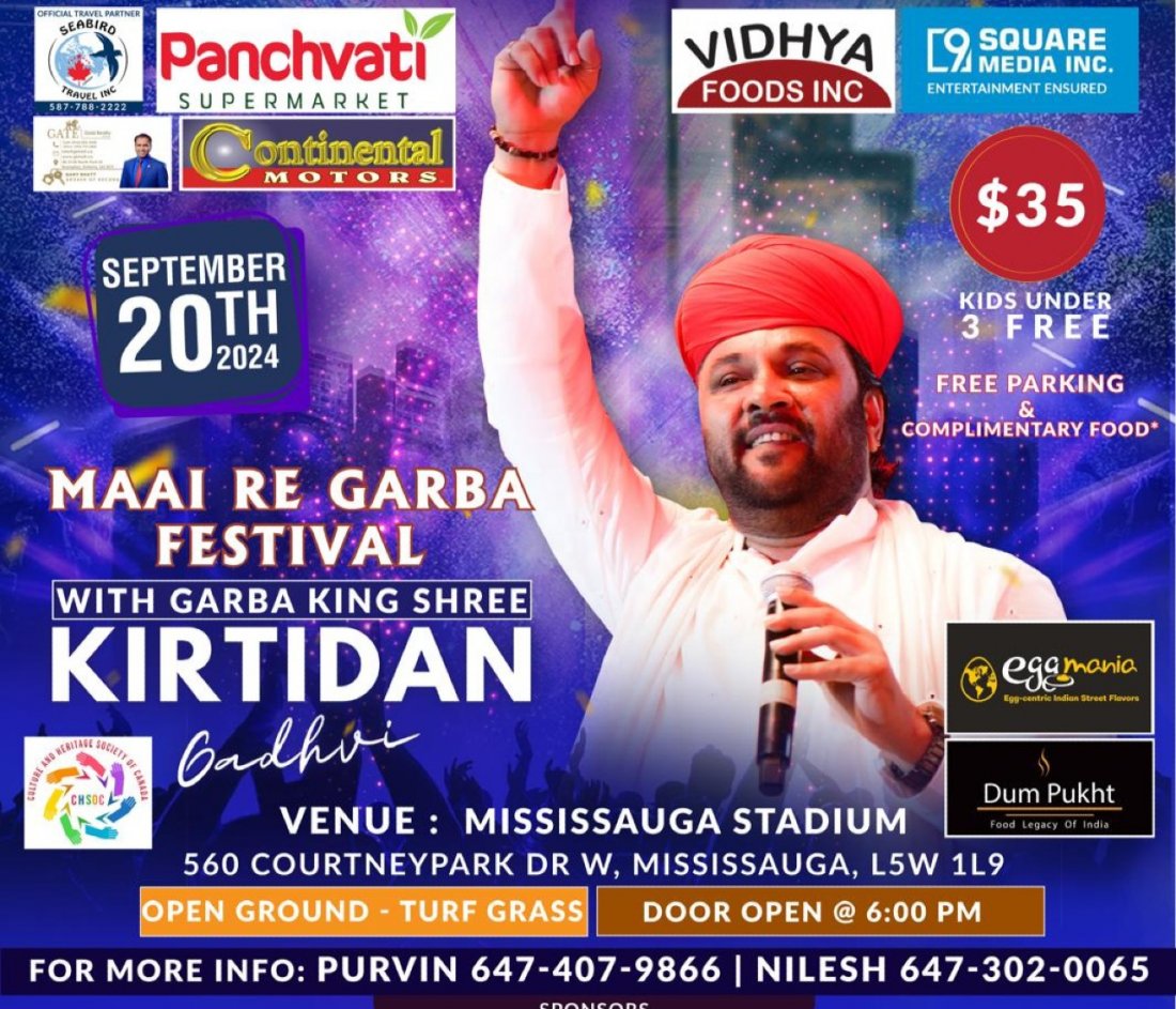 Navratri Garba With Kirtidan Gadhvi In Toronto On 20th September 